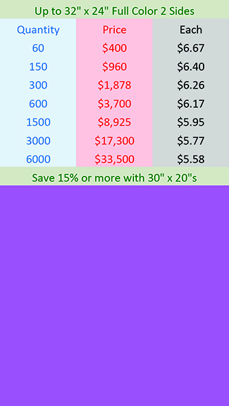 32-inx24-in Coroplast Printed in Full Color on 2 Sides